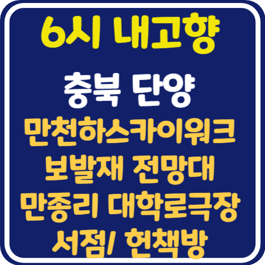 6시 내고향 단양 만천하스카이워크, 보발재 전망대, 만종리 대학로극장, 서점, 헌책방 정보 안내