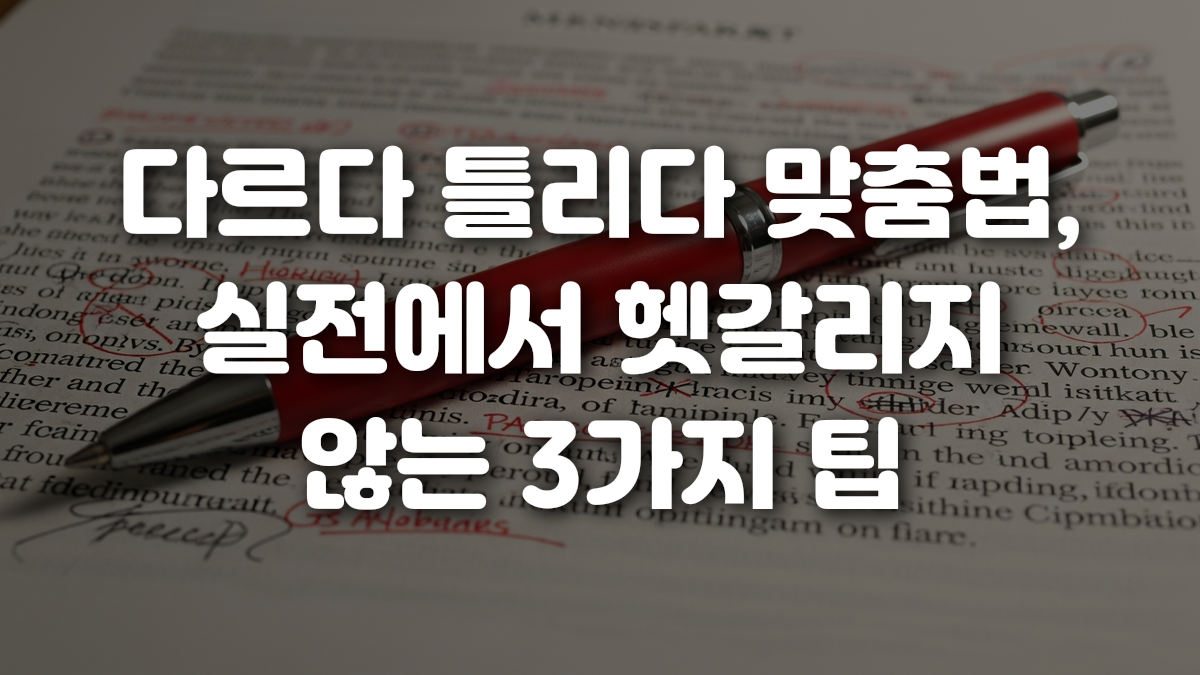 다르다 틀리다 맞춤법 실전에서 헷갈리지 않는 3가지 팁