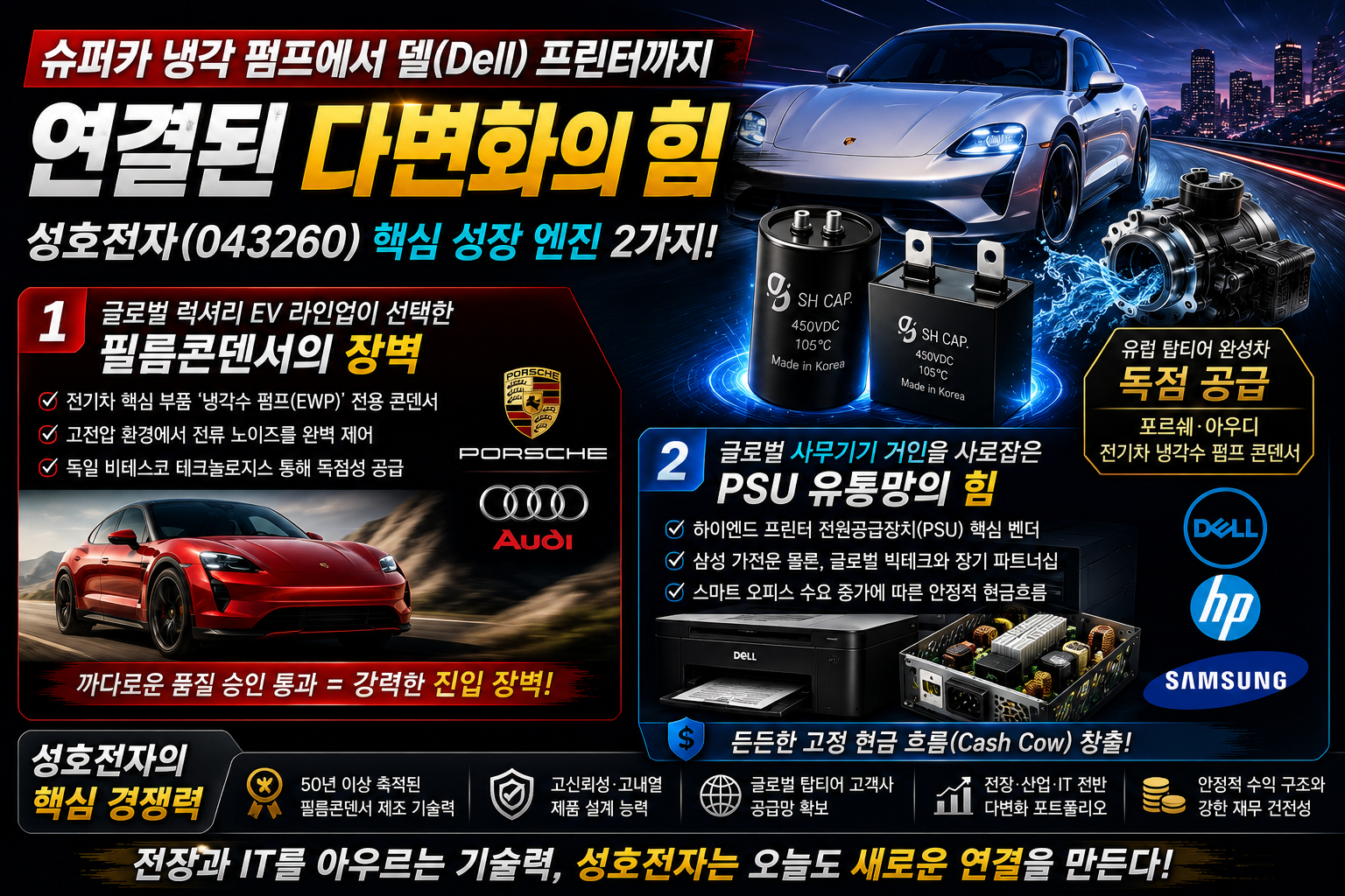 슈퍼카 냉각 펌프에서 델(Dell) 프린터까지 연결된 다변화의 힘