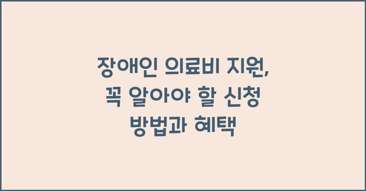 장애인 의료비 지원