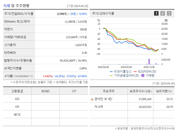 티와이홀딩스_기업개요