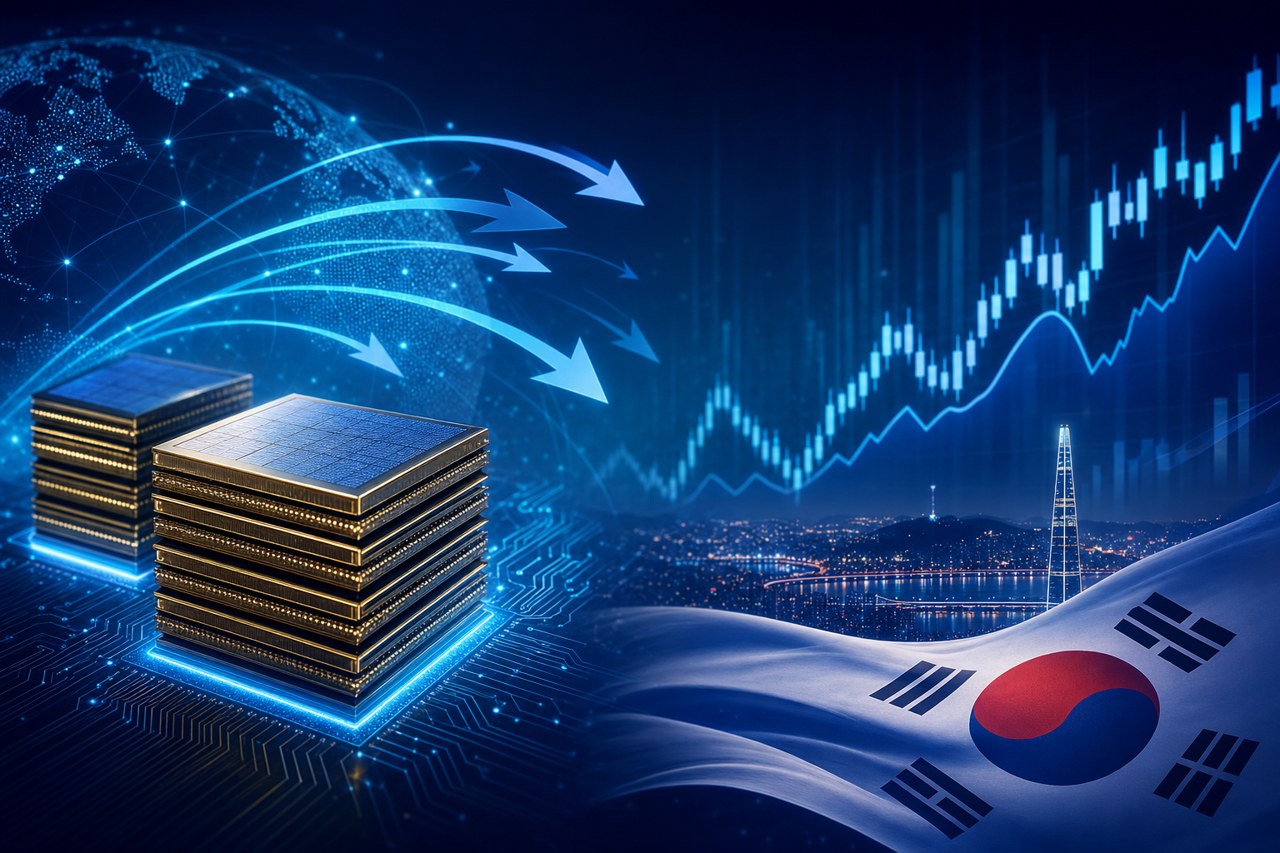 SK하이닉스 주가 전망과 HBM 반도체 외국인 수급을 상징하는 텍스트 없는 이미지