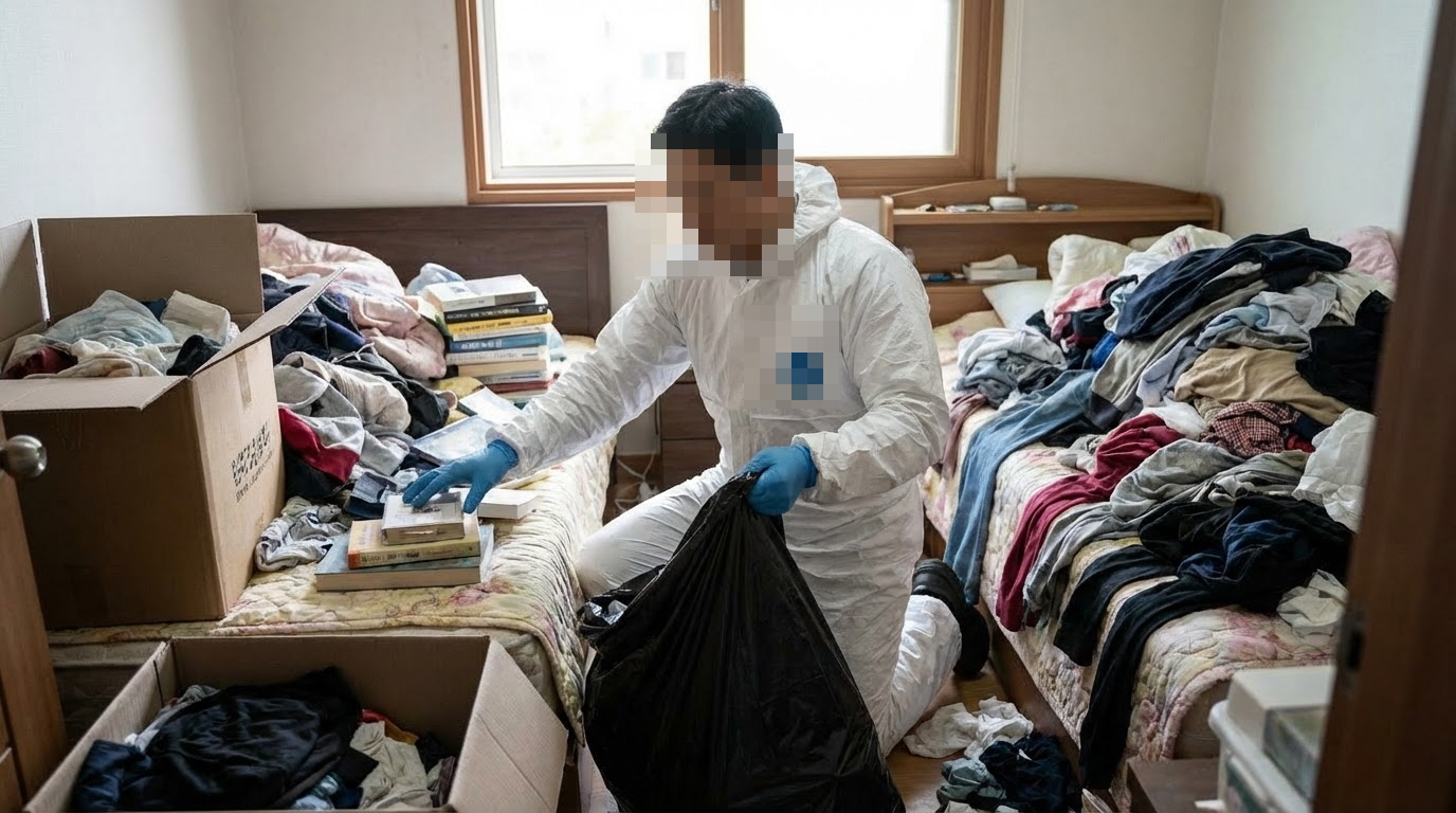 괴산군 고독사청소 방 작업중
