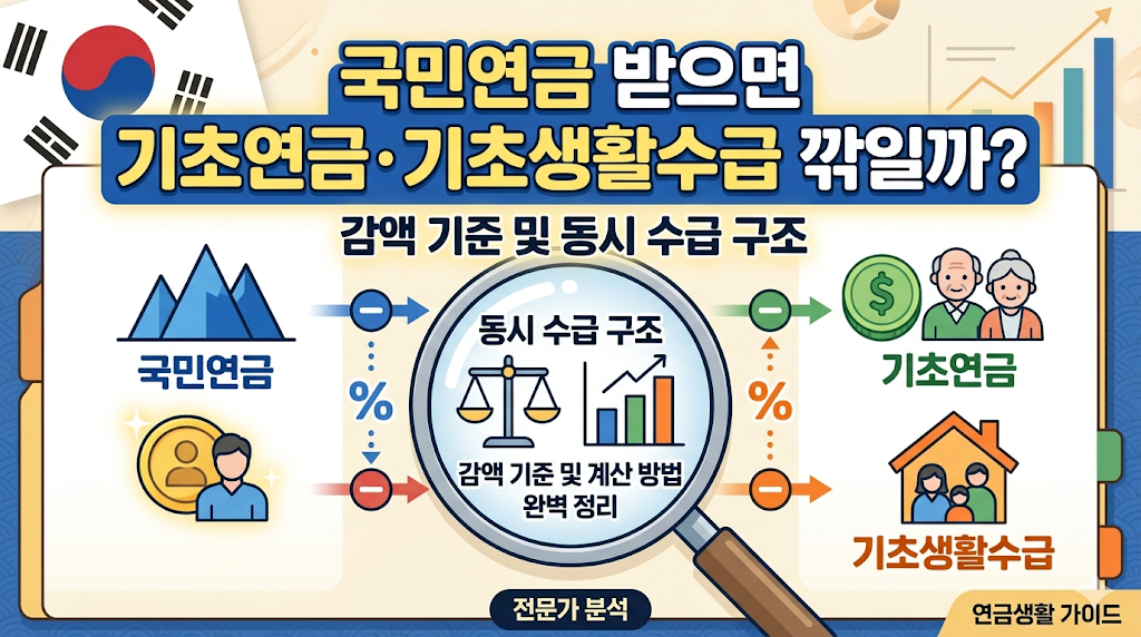 국민연금 받으면 기초연금·기초생활수급 깎일까? 감액 기준 및 동시 수급 구조 완벽 정리