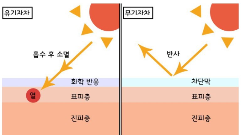 유기자차와 무기자차의 구조적 차이