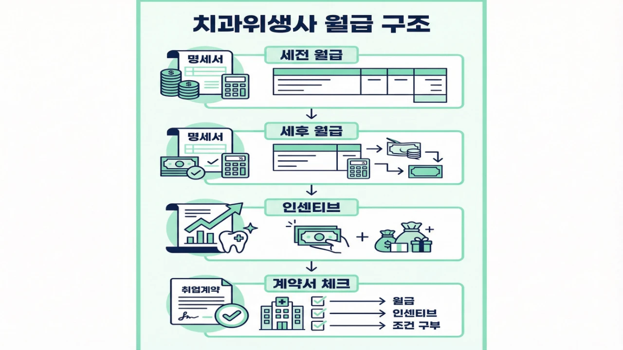 치과위생사 월급 구조 세전 월급 세후 월급 인센티브 계약서 체크 보조이미지