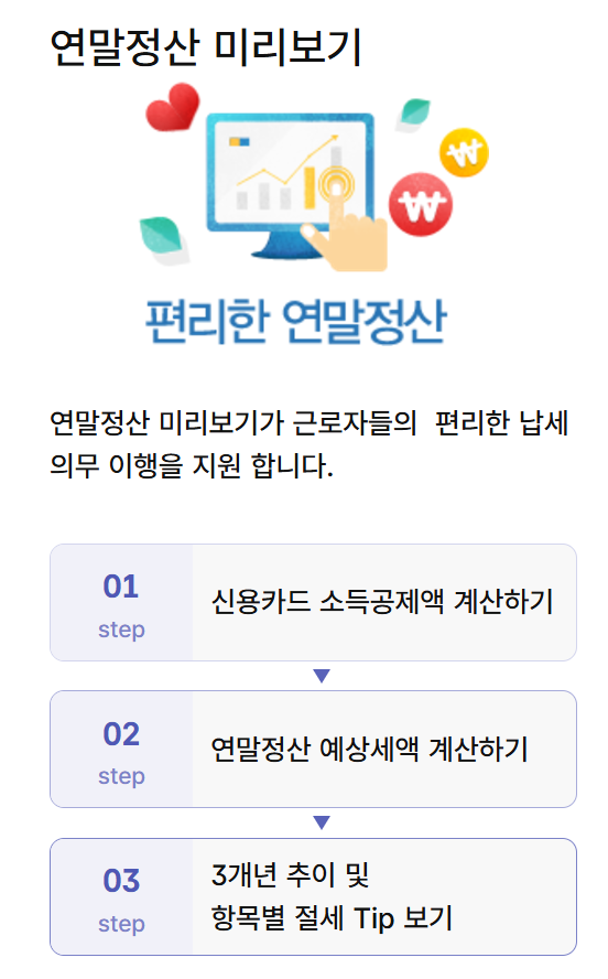 연말정산 미리보기 화면