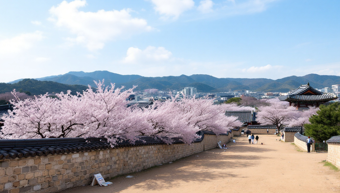 벚꽃이 핀 고궁