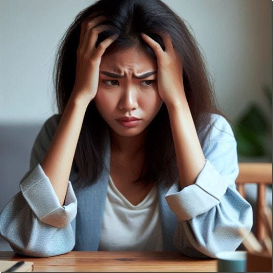 스트레스 받은 젊은 여성