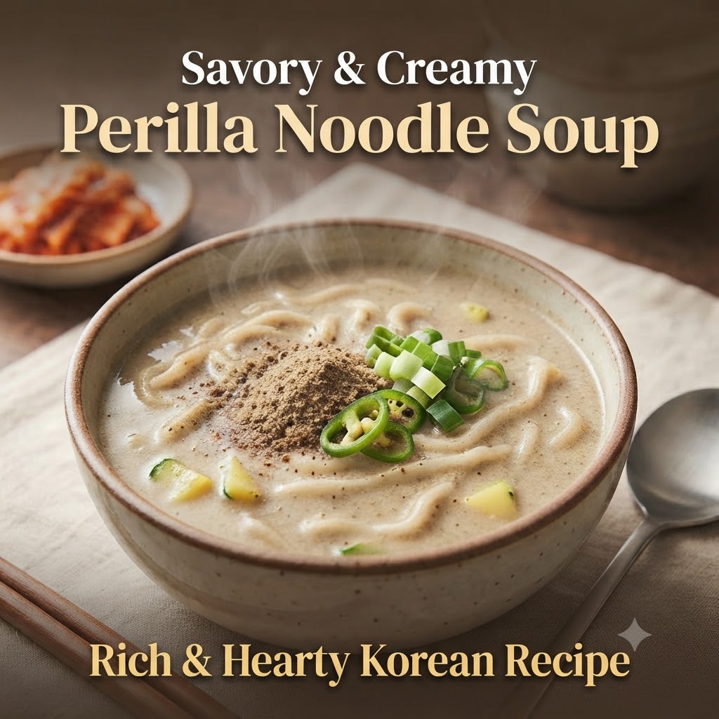 "Savory & Creamy Perilla Noodle Soup, Rich & Hearty Korean Recipe"