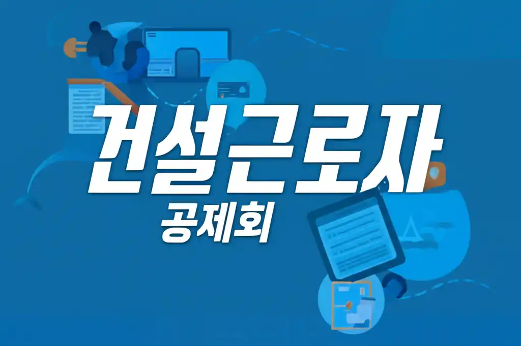 건설근로자 공제회 주요 업무와 혜택을 안내하는 그래픽 이미지.