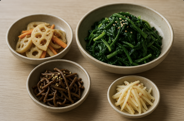 4가지 나물 반찬 사진