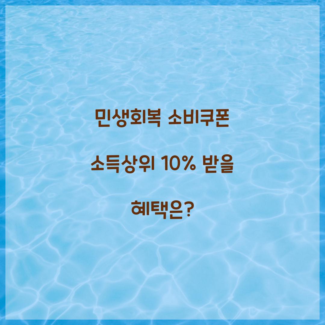 민생회복 소비쿠폰 소득상위 10%