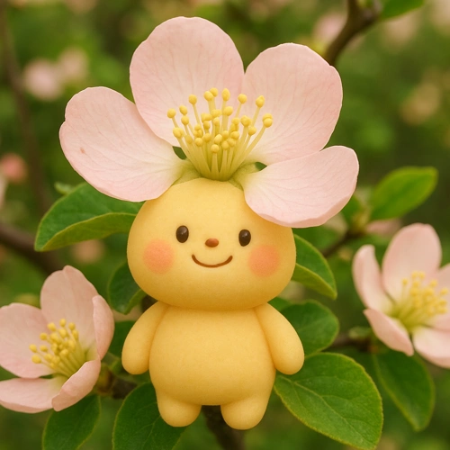 모과나무 꽃과 모과 캐릭터