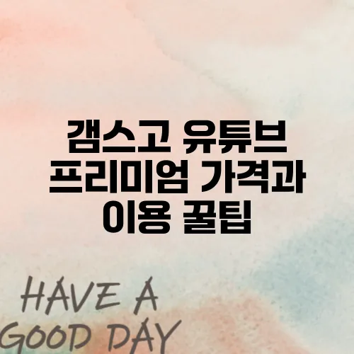 갬스고 유튜브 프리미엄 가격과 이용 꿀팁