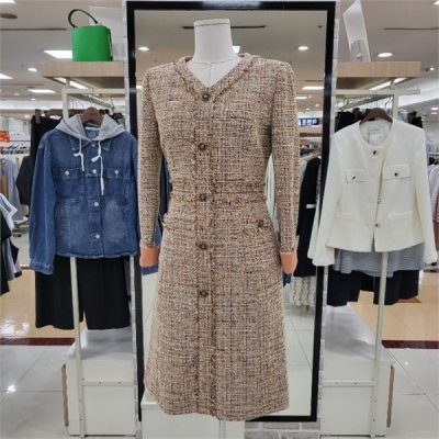 미센스 DP01 A라인 트위드 원피스 MB19OPM104Z