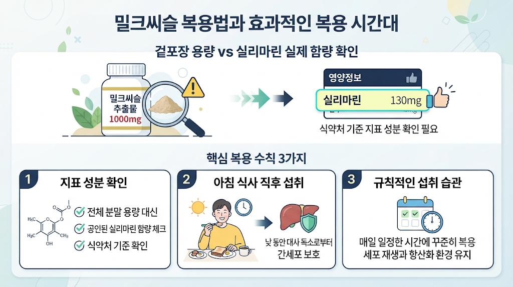 밀크씨슬 복용법과 효과적인 복용 시간대