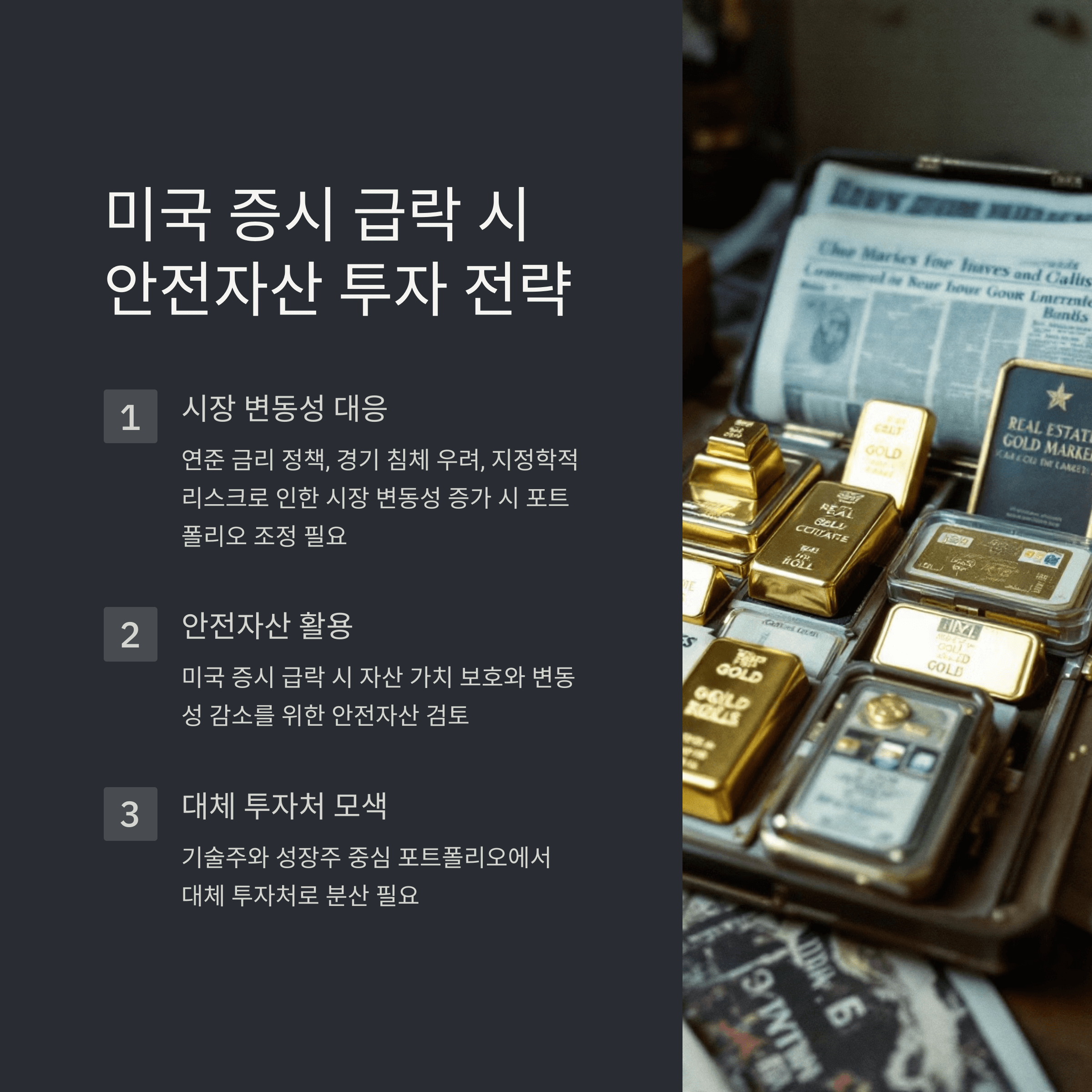 미국 증시 급락 시 안전자산 투자 전략