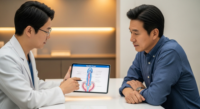 비뇨의학과에서 발기부전주사 상담 장면