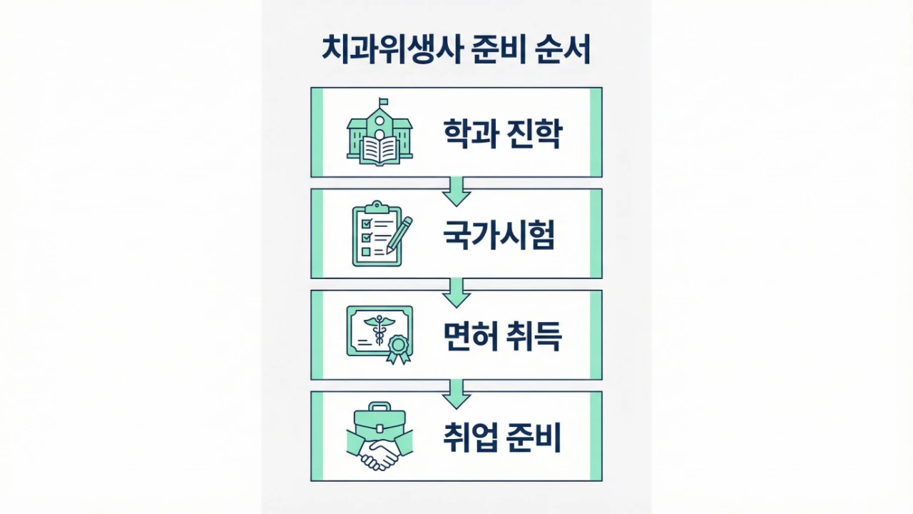 치과위생사 준비 순서 학과 진학 국가시험 면허 취득 취업 준비 보조이미지