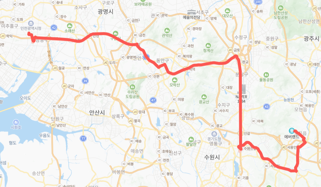 안양-용인-인천-8839번-버스-노선-지도