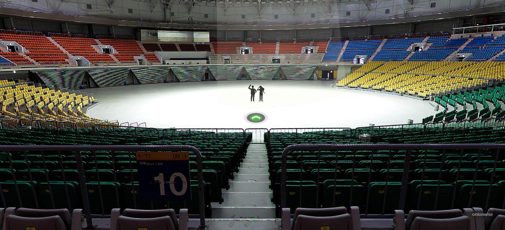 올림픽체조경기장 10번 구역에서 바라본 무대 중앙, 3D 좌석배치도