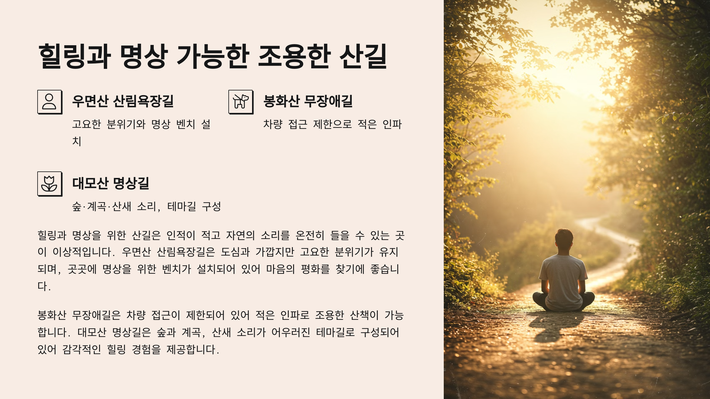 🏞 힐링과 명상 가능한 조용한 산길