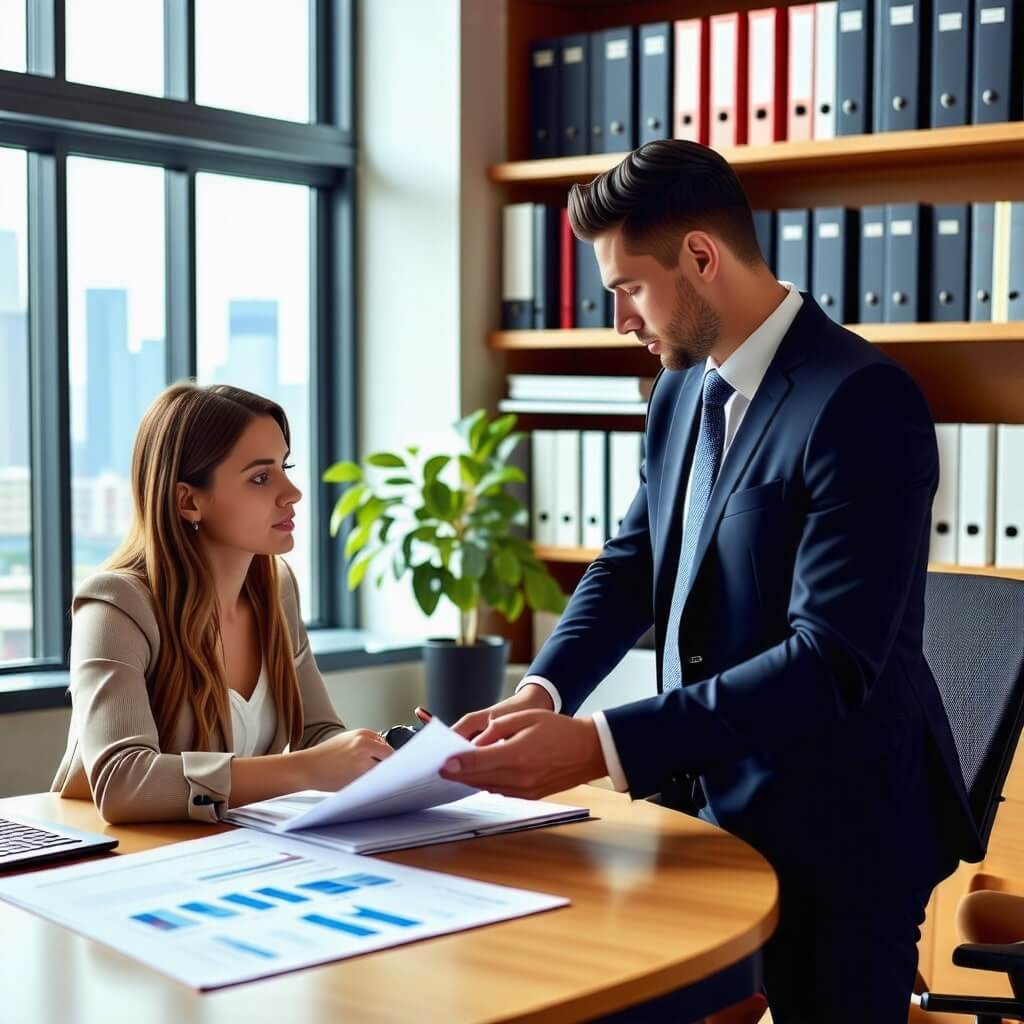 재정 상담을 받는 근로자와 상담사의 모습