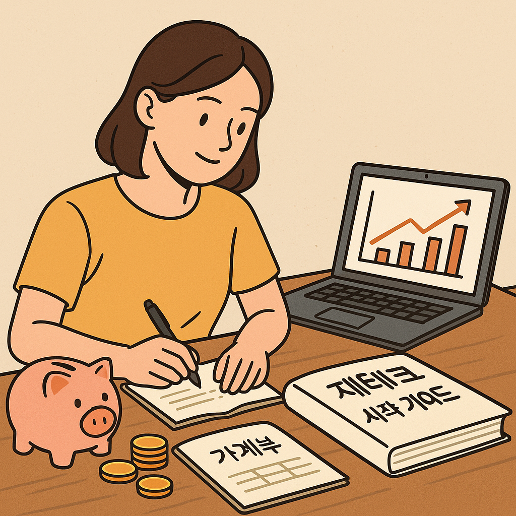가계부 정리하는 모습