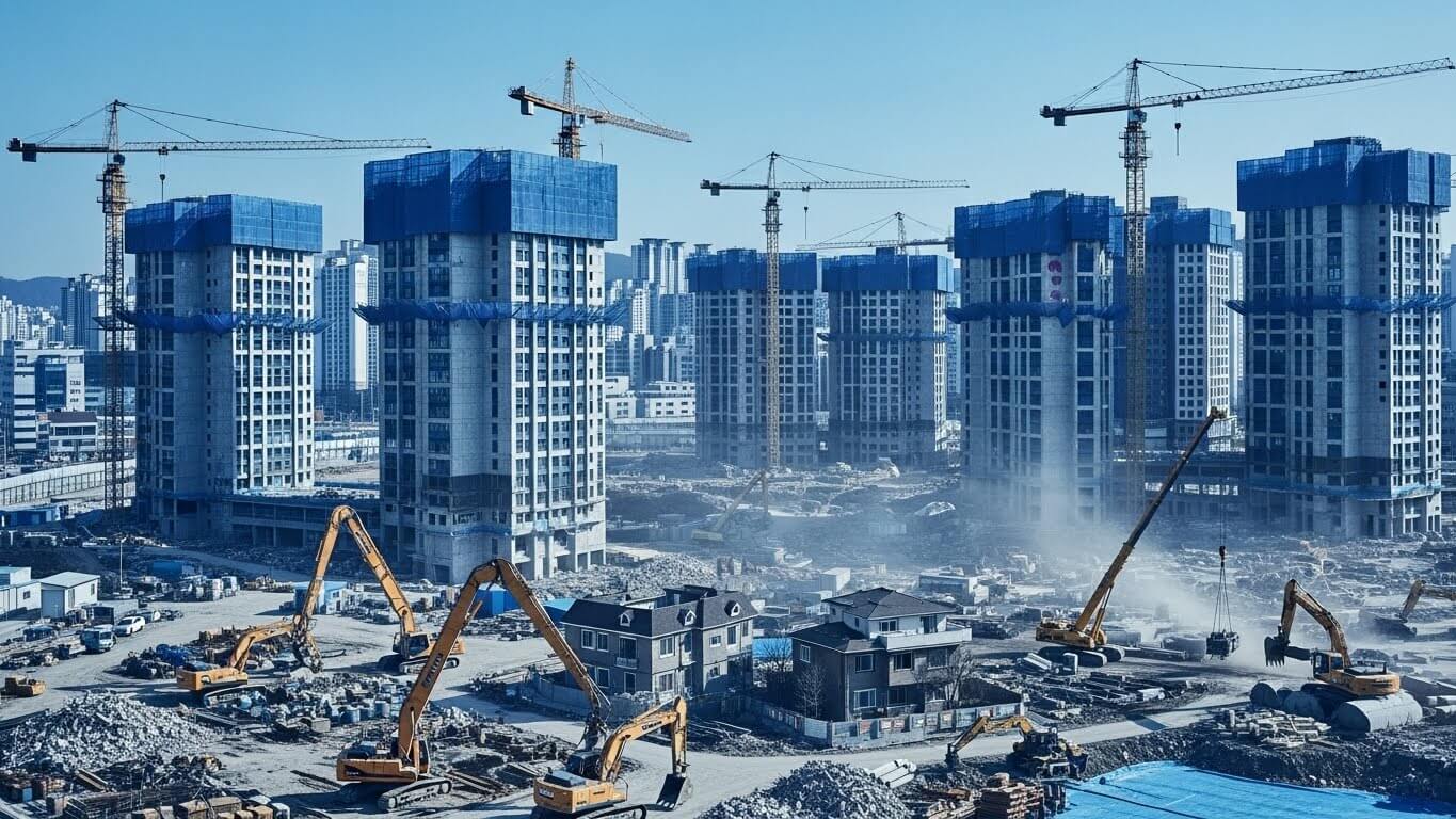 아파트가 지어지고 주의에는 철거가 한창이다