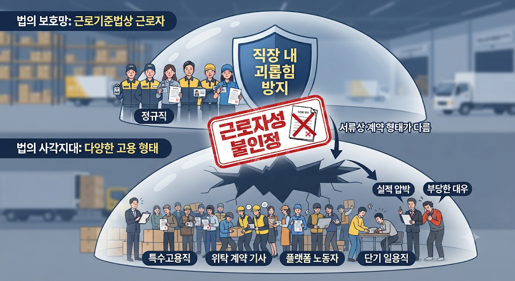 법의 보호망: 근로기준법상 근로자 vs 법의 사각지대: 다양한 고용 형태