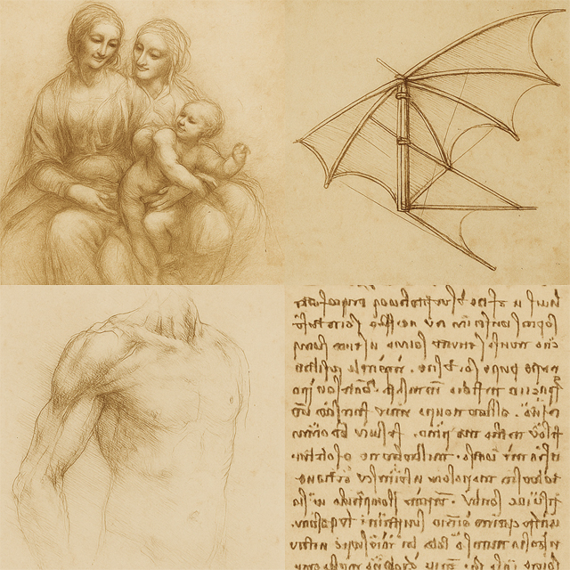 미완성 스케치의 예: '성 안 나와 성모자