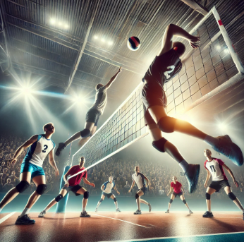 배구 게임의 역동적 이미지