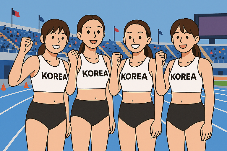 육상 400m 계주 남자 여자 한국&middot;아시아&middot;세계 신기록 비교 (릴레이&middot;이어달리기&middot;4X100m)
