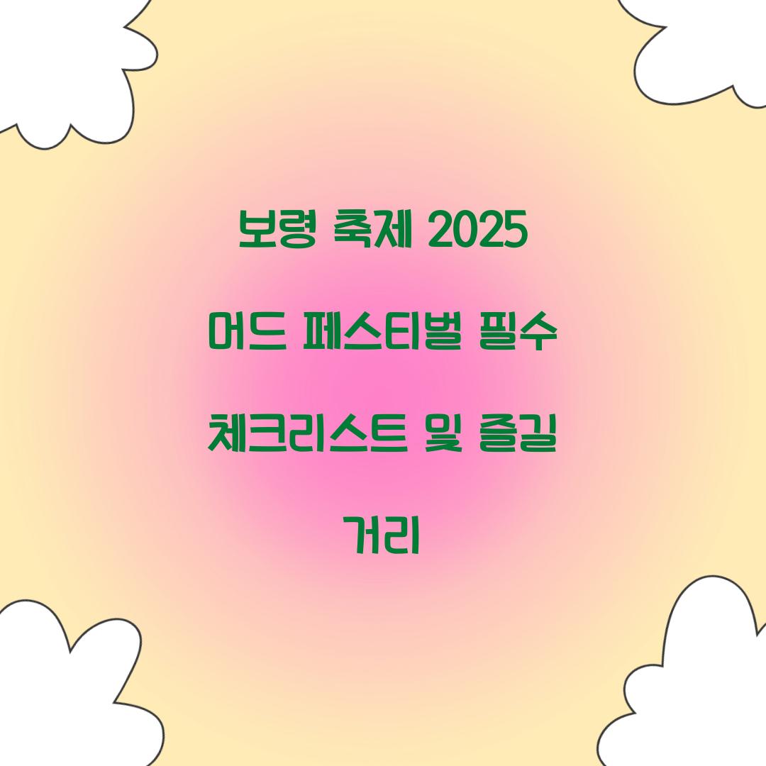 보령 축제 2025 머드 페스티벌