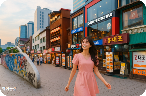 홍대거리를 거니는 모습 재현