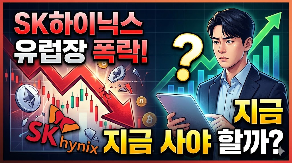 SK하이닉스 주가 급락 그래프와 유럽시장 동향 분석 이미지
