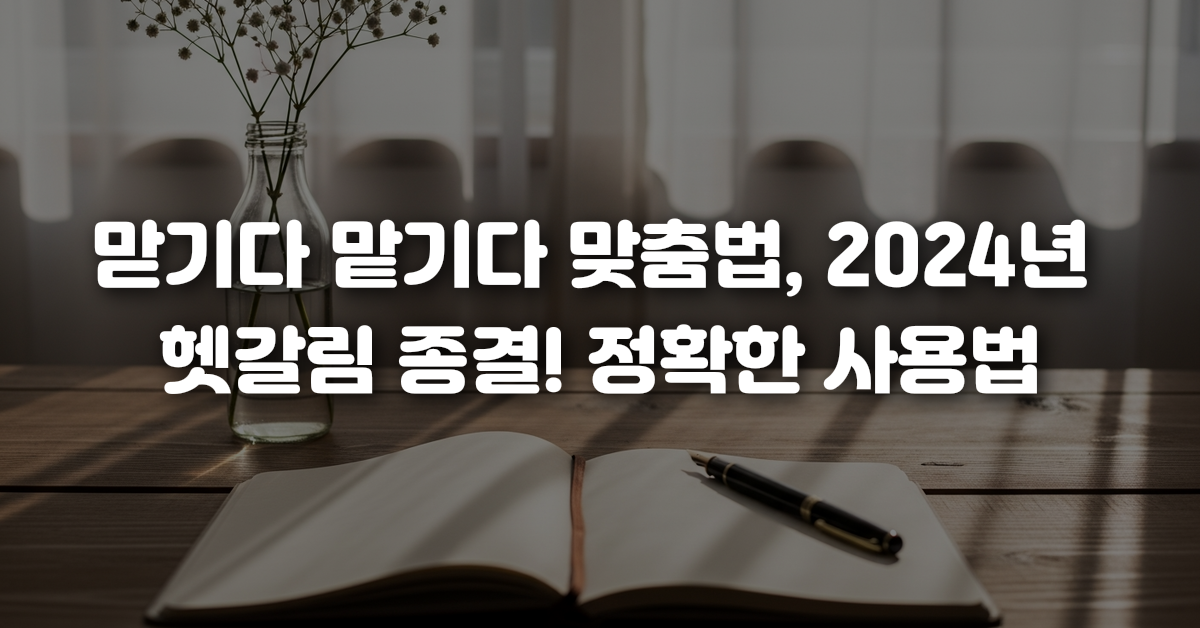 00-맏기다_맡기다_맞춤법_2024년_헷갈림_종결_정확한_사용법