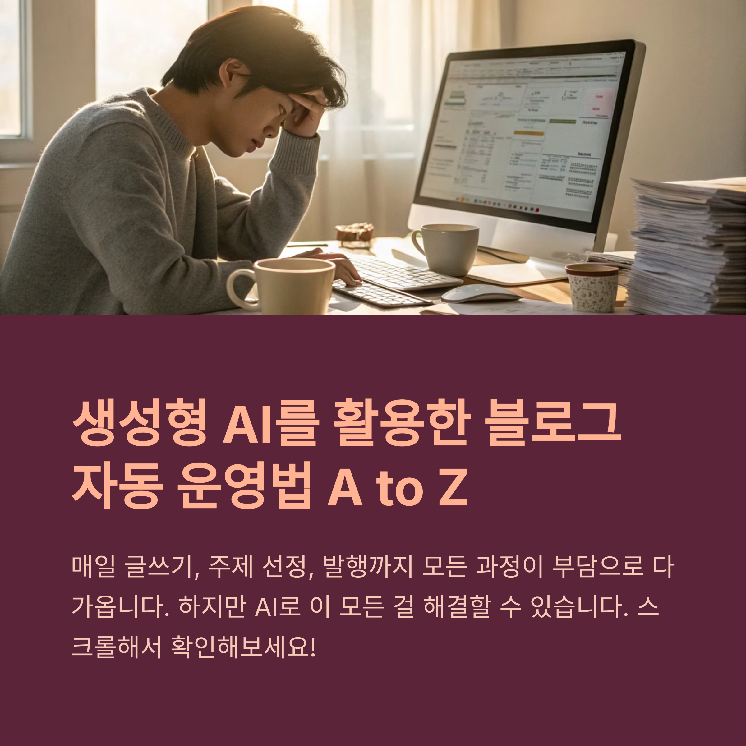 생성형 AI를 활용한 블로그 자동 운영법 A to Z(+블로그 자동화, AI 블로그 작성, ChatGPT 활용, 콘텐츠 자동화, 블로그 운영팁) 썸네일 이미지
