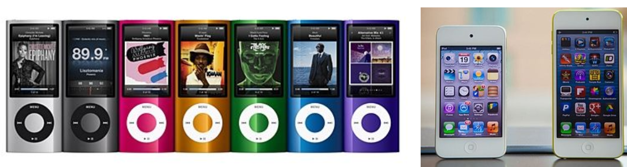 아이팟 나노5세대, 아이팟 터치 4세대, 5세대 이미지입니다.
