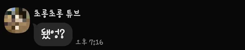 카카오톡 프로필 사진과 닉네임을 가리기 처리한 채팅방 예시 이미지