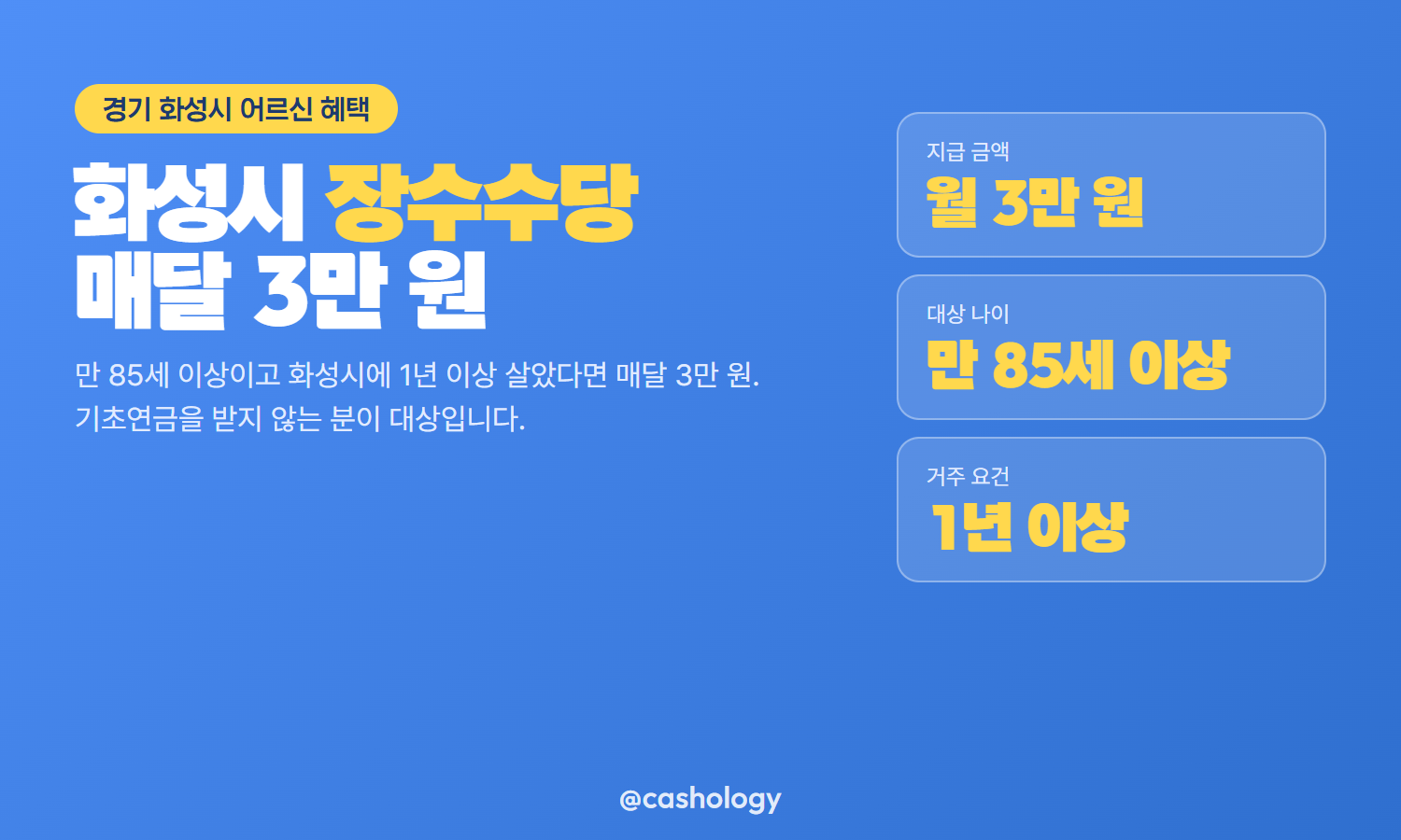 화성시 장수수당 월 3만 원 지급 안내