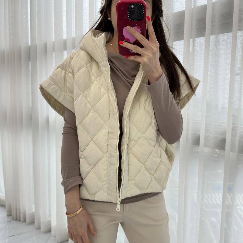 여성경량패딩조끼 반팔패딩조끼 퀼팅베스트 오리털 덕다운