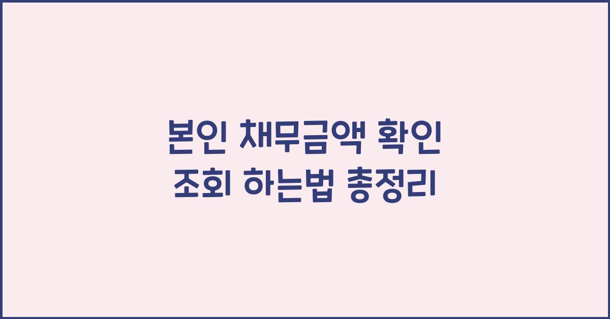 본인 채무금액 확인 조회 하는법