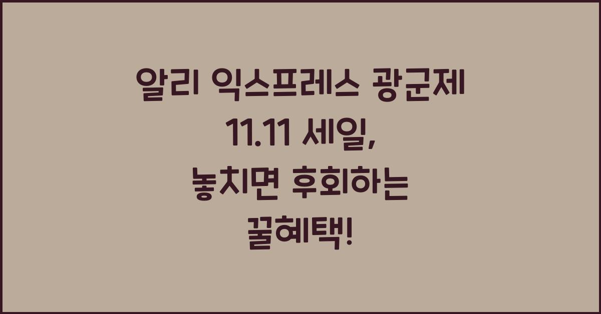 알리 익스프레스 광군제 11.11 세일
