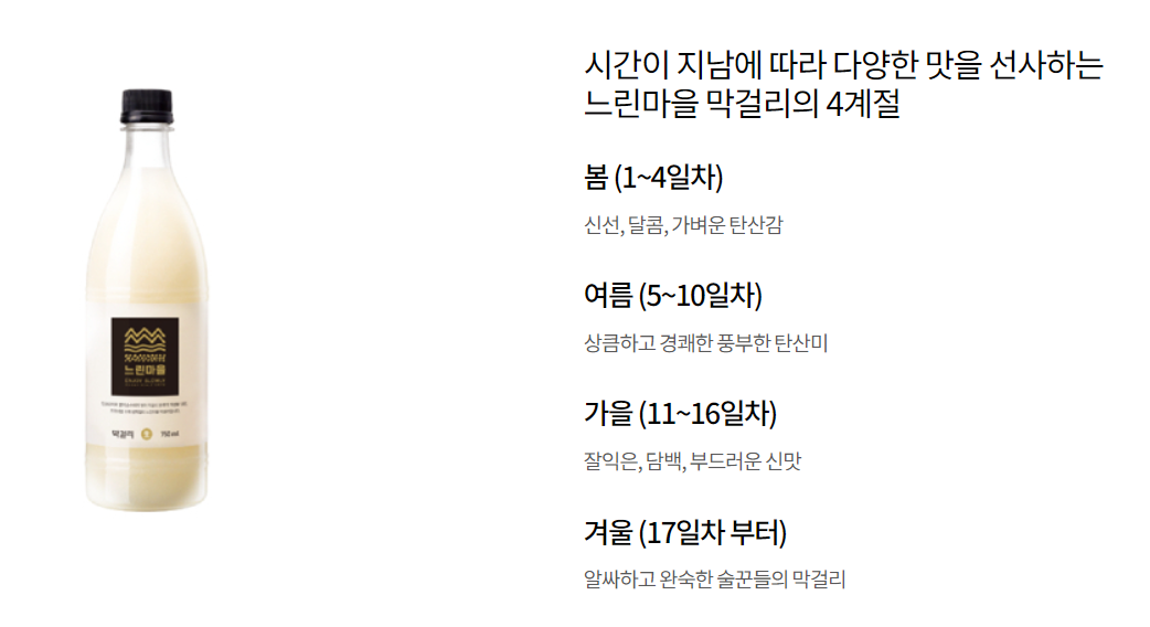 느린마을 막걸리 파는곳 종류 맛 가격 성분 도수