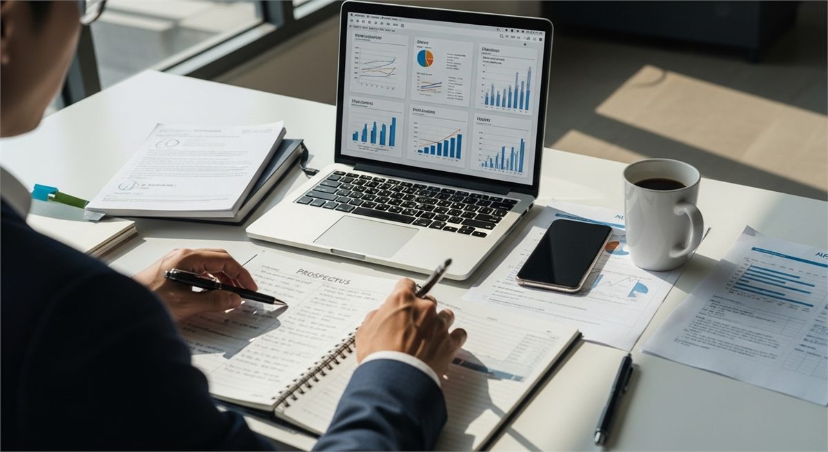 공모주 투자 판단을 위한 검토용 책상 전경