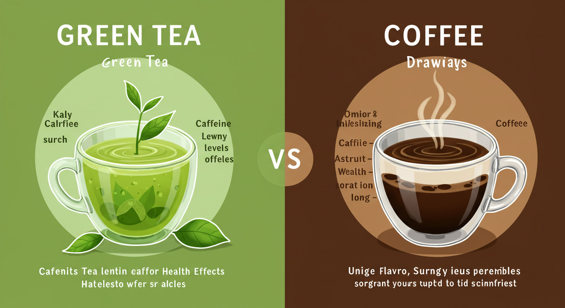 녹차 vs 커피 이미지