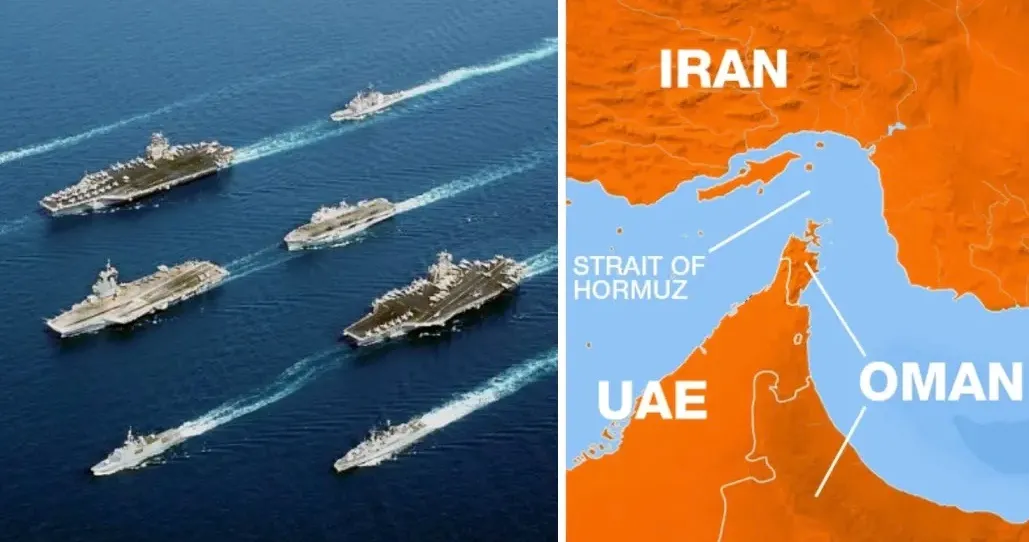 호르무즈 해협과 군함들