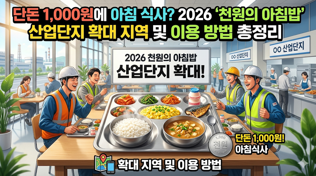 "직장인 조식 한 끼 1,000원" 산업단지 천원의 아침밥 편의점 이용 및 메뉴 확인법